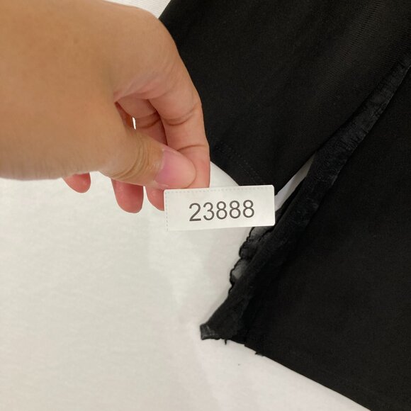 New Antthony Large Black Ruffle Textured Stretch Knit Long Sleeve Top Evening - Picture 10 of 10